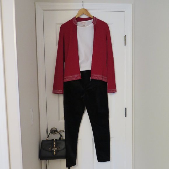 NEXT UK 🇬🇧 - Red bead edged zip up cardigan - Picture 2 of 13